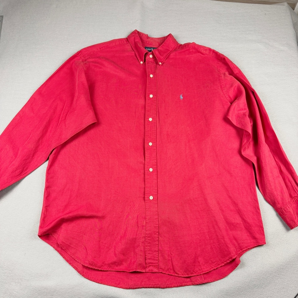 VTG 90s Polo Ralph Lauren Blake Silk Linen Blend Shirt Mens XL